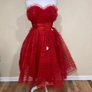 Elegant Red Strapless Dress